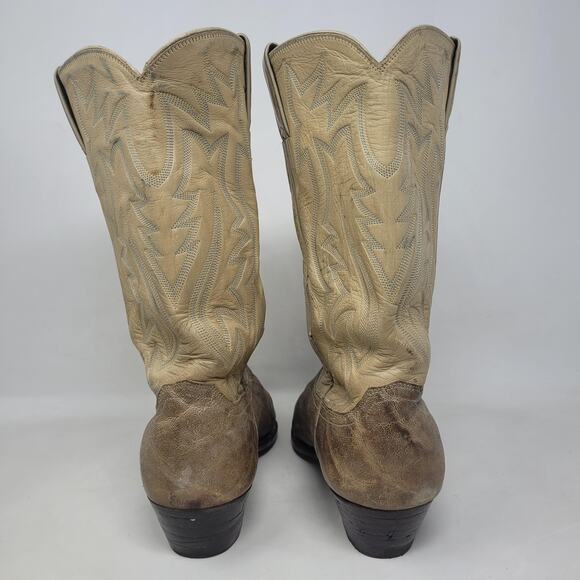 Vintage Justin Boots EXOTIC Mens 9.5D Beige Tan Leather Western Cowboy USA B1707 - Picture 8 of 15